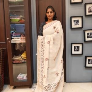 Linen Embroidery Saree