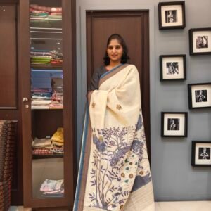 Embroidery Tissue Linen Saree